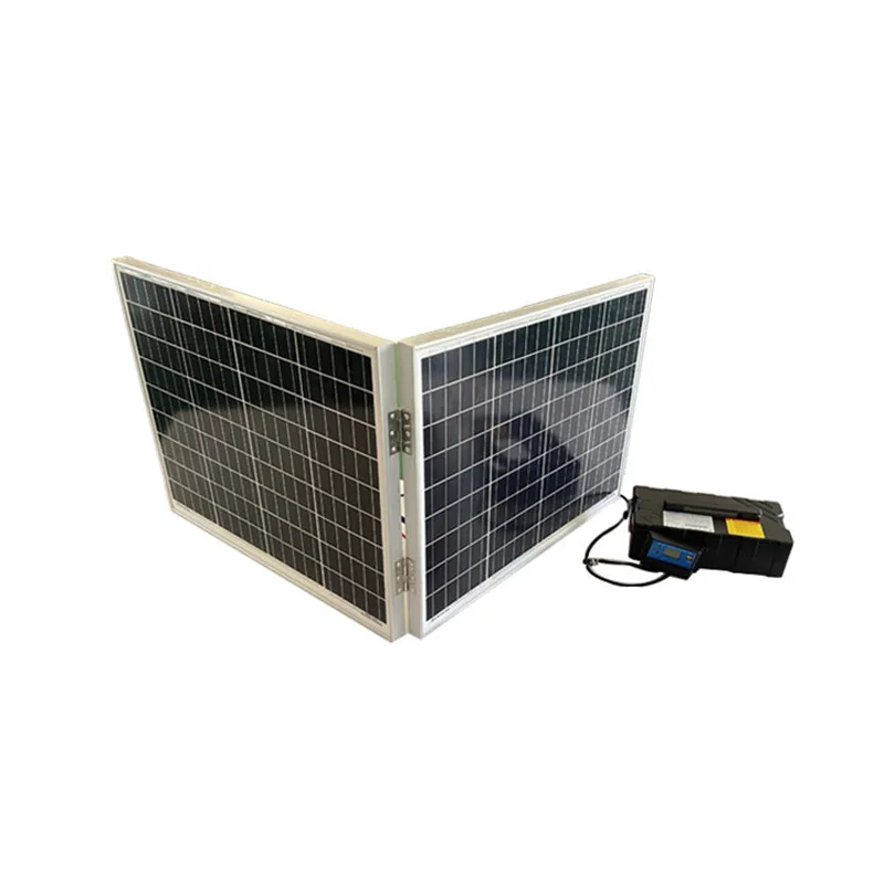 Foldable 100W solar panel kit fully deployed on grass with power station