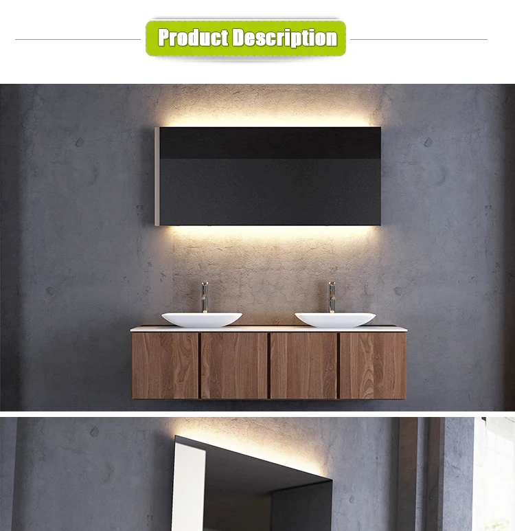 Custom high-end design classic bathroom wash basin cabinet sink mirror set, wall mounted