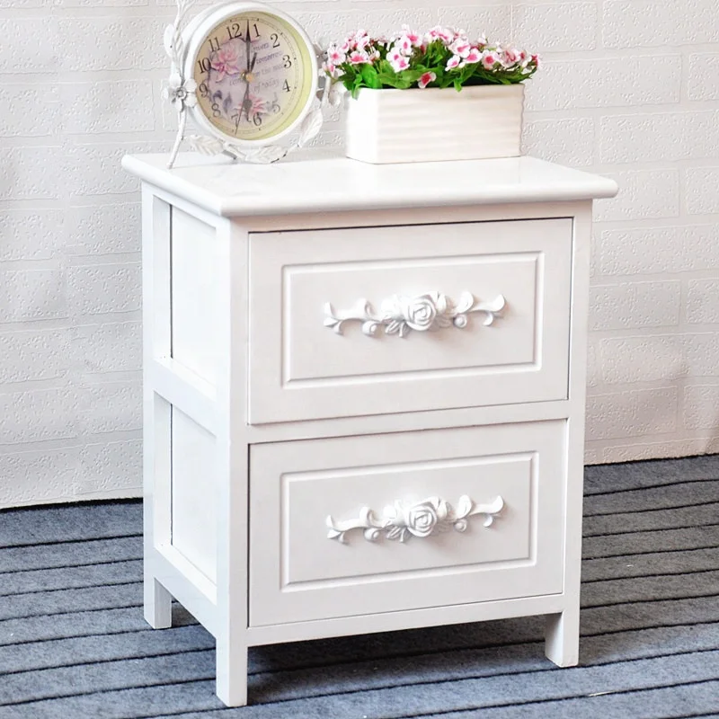 W-CB-427 european style white wooden bedroom drawer of chest bedside cabinet