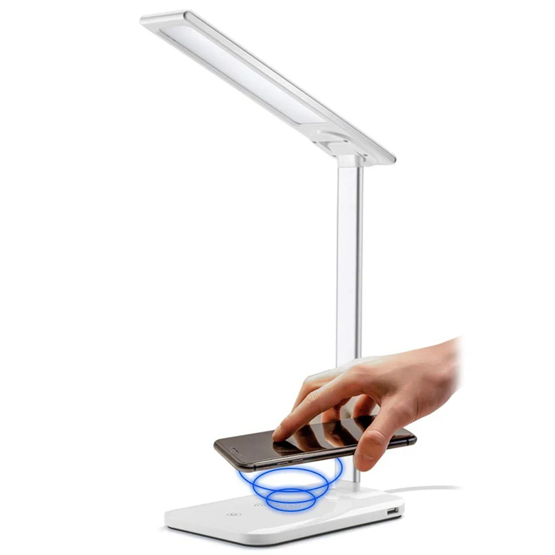 Multifunctional Adjustable Foldable LED Table Lamp with wireless charging Function Qi Wireless charger lamp