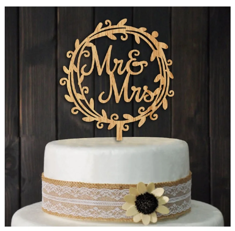 Mr and Mrs WA1044 Rustic Wedding Cake Topper