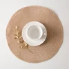 Round Woven Cotton Braided Insulation Mat Multi-Color Non-Slip Coaster Table Place Mats for Dining