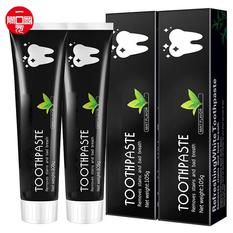

Bamboo activated charcoal toothpaste in stock, White foam