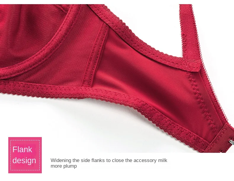 Ultra-Thin Large Size Steel Ring Bra Sexy Lace Lingerie with Adjustable Gathered Cups Breathable Feature for Foreign Trade