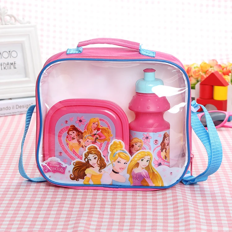 Cartoon Plastic Food Box Water Bottle Set Children Kids Lunch Bag Set ...