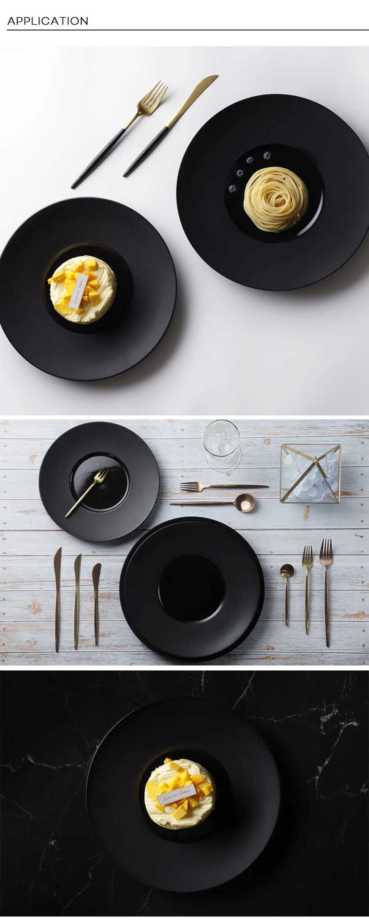 28ceramics Japanese Tableware Black Dinner Plates, Japanese Ceramic Tableware 10/11/12 Inch Black Plates For Restaurant&