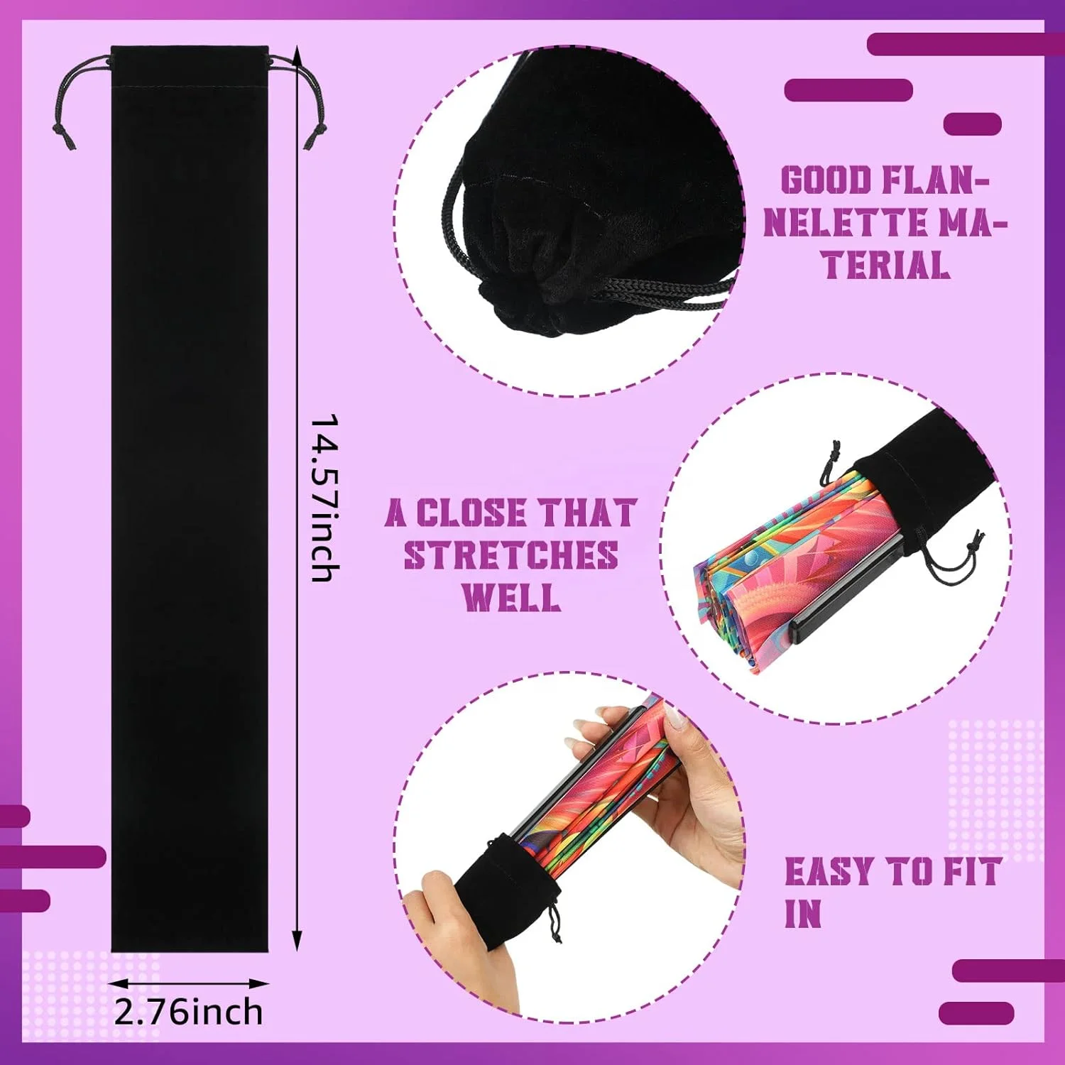 Velvet Folding Hand Fan Bag - Perfect Gift & Decoration