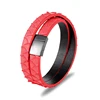 6 colors in total ! 10mm width dark sea genuine python leather bracelet red magnetic closure double layered bracelet mens womens