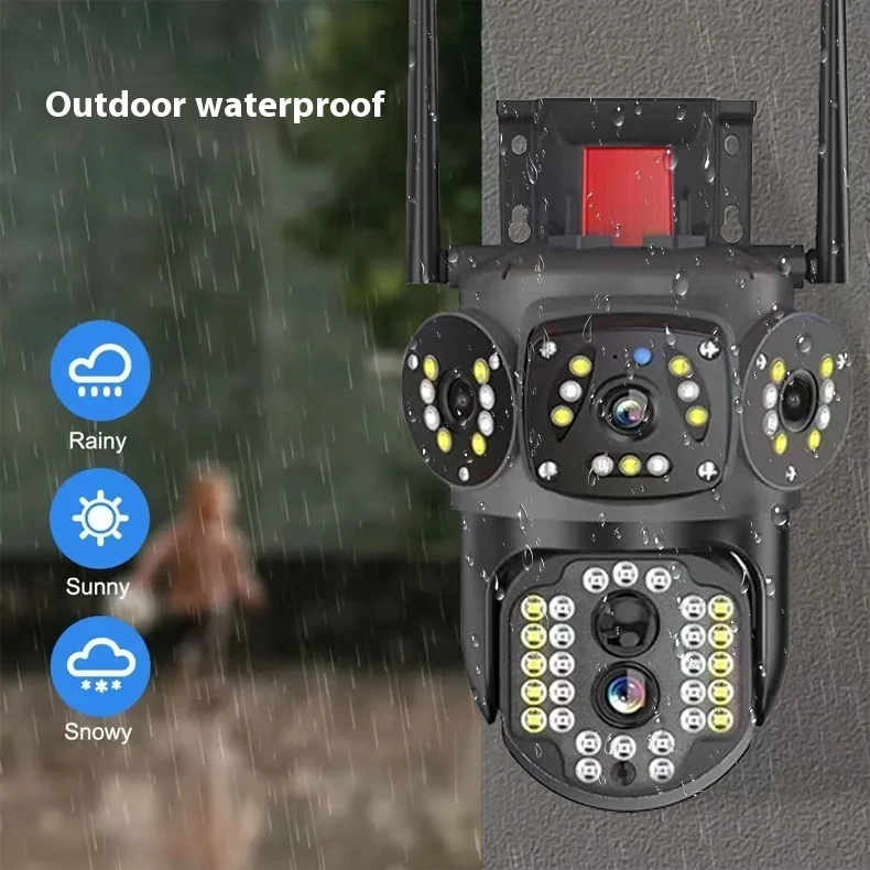 V380Pro Solar Outdoor Waterproof Multi-lens HD Camera 4MP PTZ Smart Camera Human Detection Sound Light Alarm Multi User Monitor