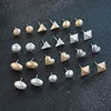 New Design Jewelry Earrings Set Multiple For Women Girl Round Heart Triangle Shape Mat Gold Plated Small Earrings Studs
