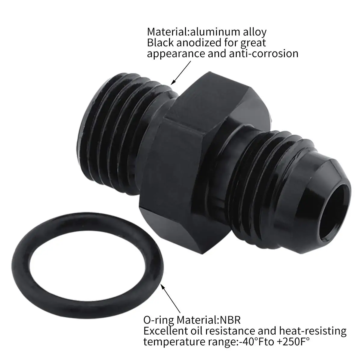 ORB-6 O-ring Boss AN6 6AN to AN6 6AN Male Adapter Fitting Black 