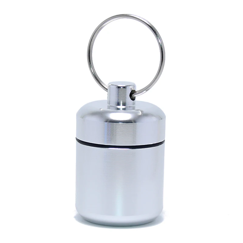 42*27MM Multiple Colors Bottle Container Medicine Holder Case Key Chain Waterproof Drug Keyring Capsule Mini Pill Box Keychain