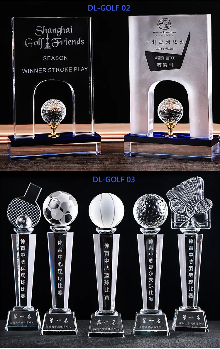 Dilu K9 Crystal Golf Trophy Crystal Soccer Ball Sports Souvenir ...