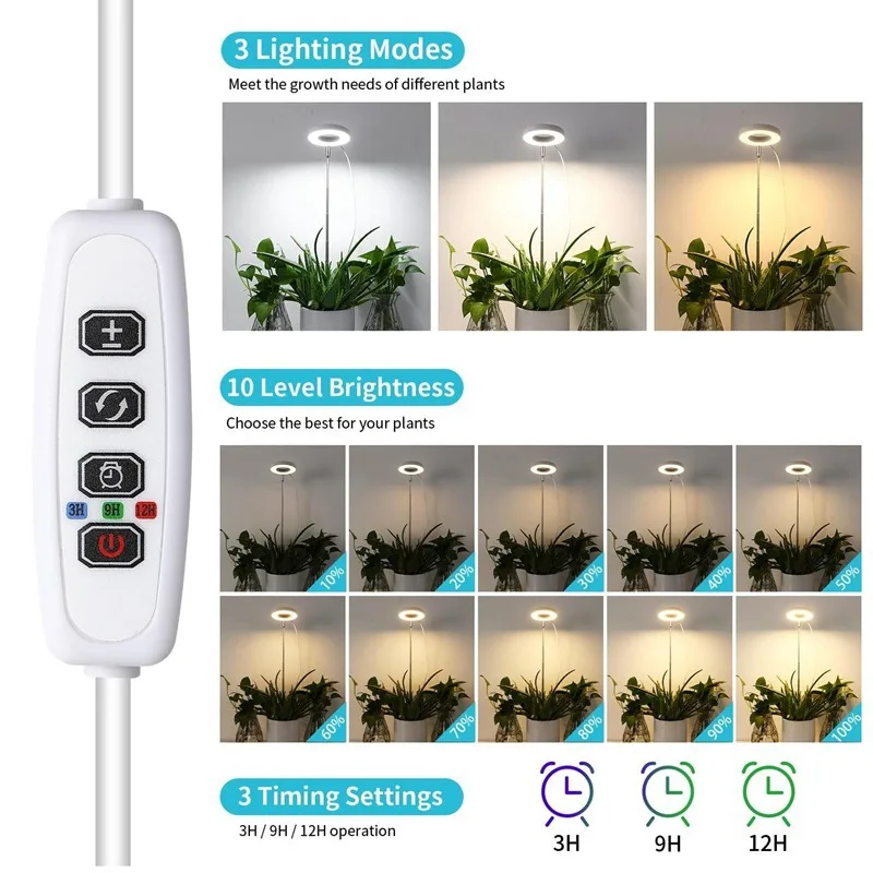 product led telescopic plant growth lamp with angel ring red  blue spectrum aluminum body flower timing fill light-12