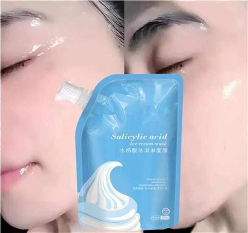 Salicylic Acid Ice Cream  Moisturizing Smear Gel Clean Pore Mud Blackhead Remover Ice Cream Face Skin Care 300ml