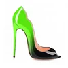 Wholesale Peep Toe Gradient Neon to Black Stiletto Wedding Party private label high heels pumps