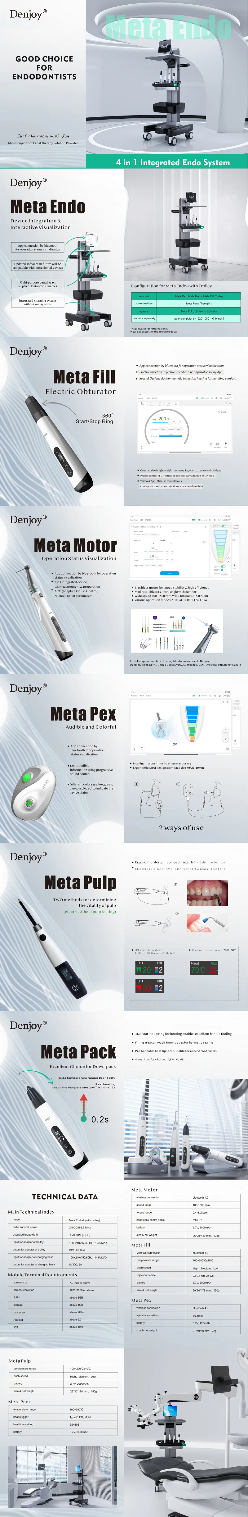 Meta Endo 4 In 1 Integrated Dental Endo System With Trolley Gutta Percha Fill Cuttermicro Motor