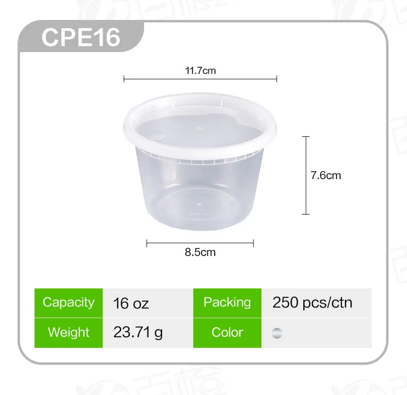 Popular Pp Cup Food Container Disposable Plastic Soup Containers 8 Oz