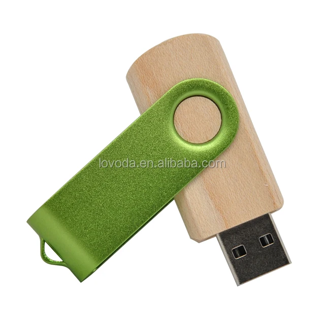 High quality eco usb 3.0 interface metal material swivel type one side customized logo printing 8GB wood usb flash key LFN-011 - ANKUX.COM