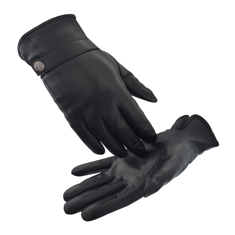 定制批发高品质冬季男士黑色羊皮皮手套