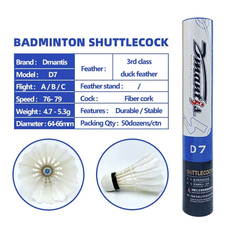 Factory Super durability OEM Available 3rd class Duck Feather Shuttles Badminton ball Badminton Shuttlecock Birdies factory