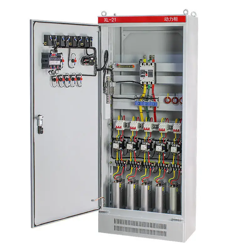 PFR-6 power factor controller interface showing real-time cos φ, kvar, and step status