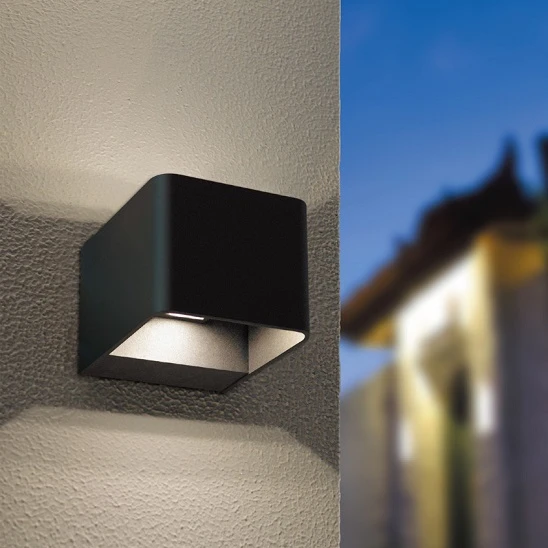 Kontak IP65 black white box style hotel Modern LED wall sconce outdoor LED wall light square up down LED wall lamp