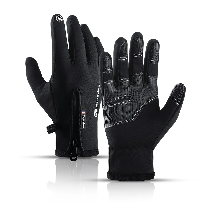 
Winter Adult Windproof Waterproof Touch Screen Outdoor Anti-slip Sport Riding Full Finger Racing Gloves with zipper women men 