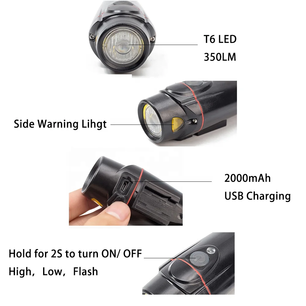 Long Battery Life Bike Light Usb Rechargeable Bicycle Accessories Light