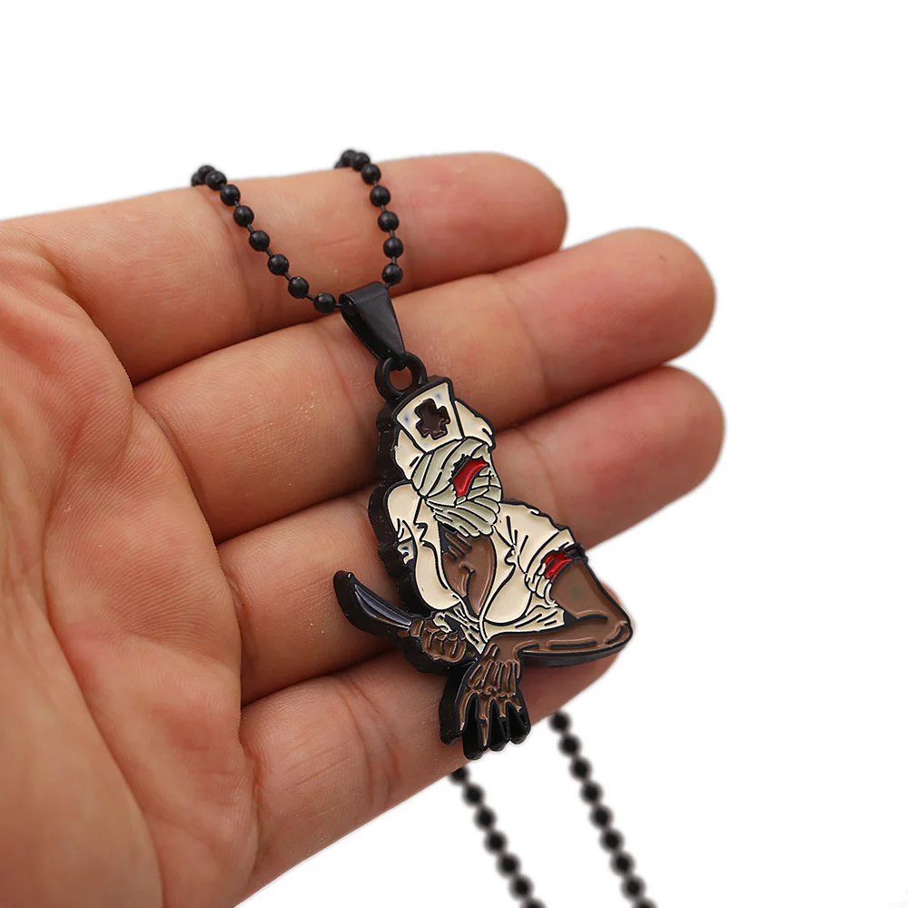 game silent hill 2 pyramid head necklace men metal red pyramid