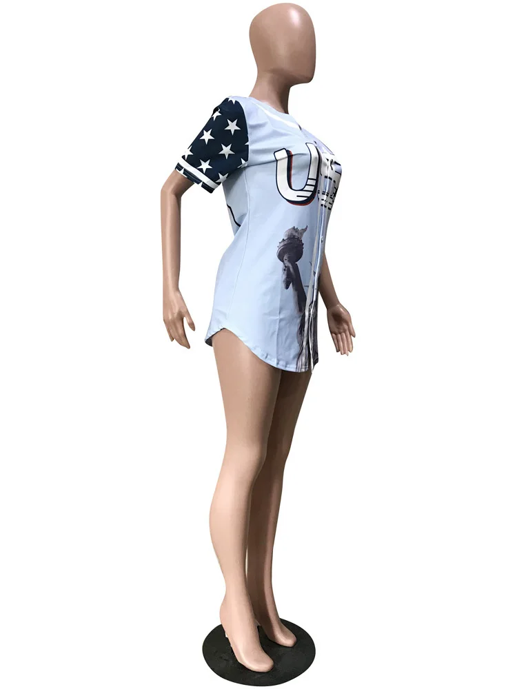 Hot sell Statue of Liberty Characteristic positioning printing Independence Day printed short sleeve women blouse