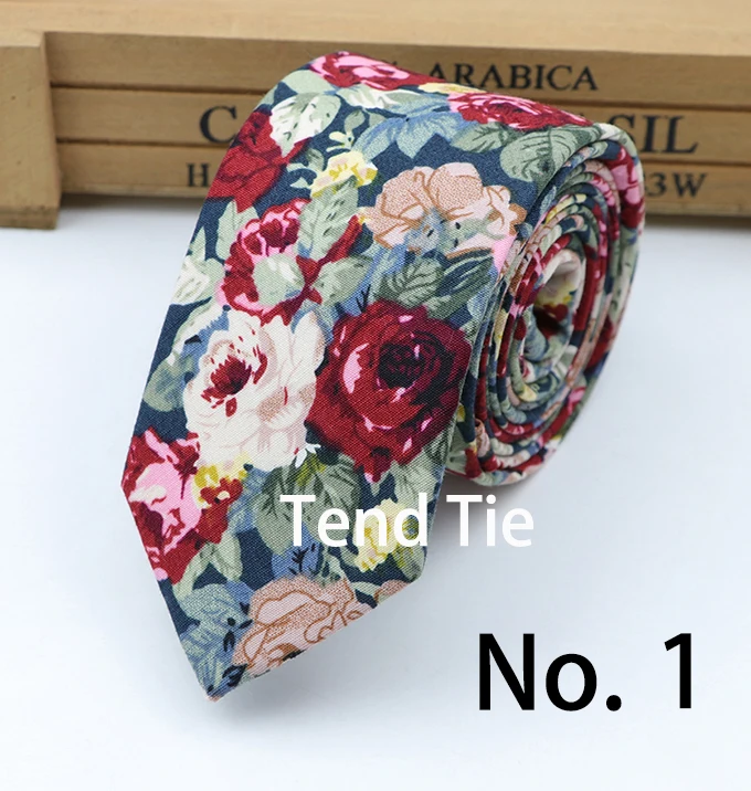 Tie Neck tie Slim Blue with White Flower Quality Cotton T6145