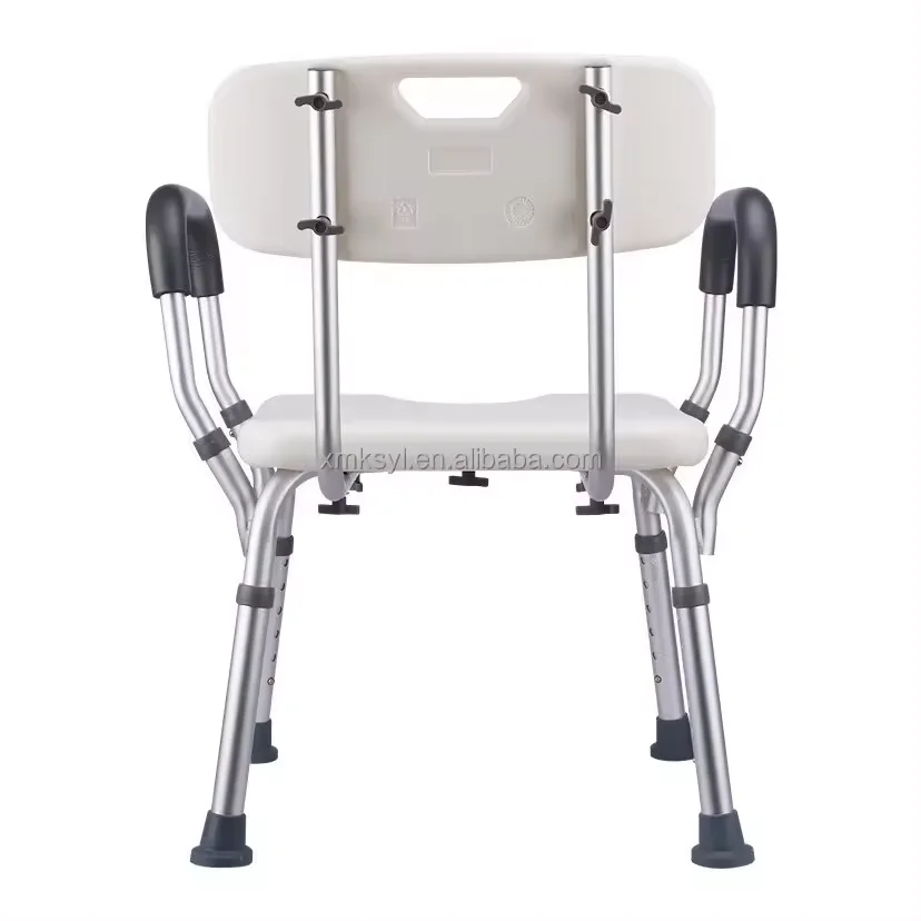 Adjustable Height Tool-Free Installation Shower Chair with Removable Back Arms Bathroom Safety Equipment Rehabilitation Therapy manufacture