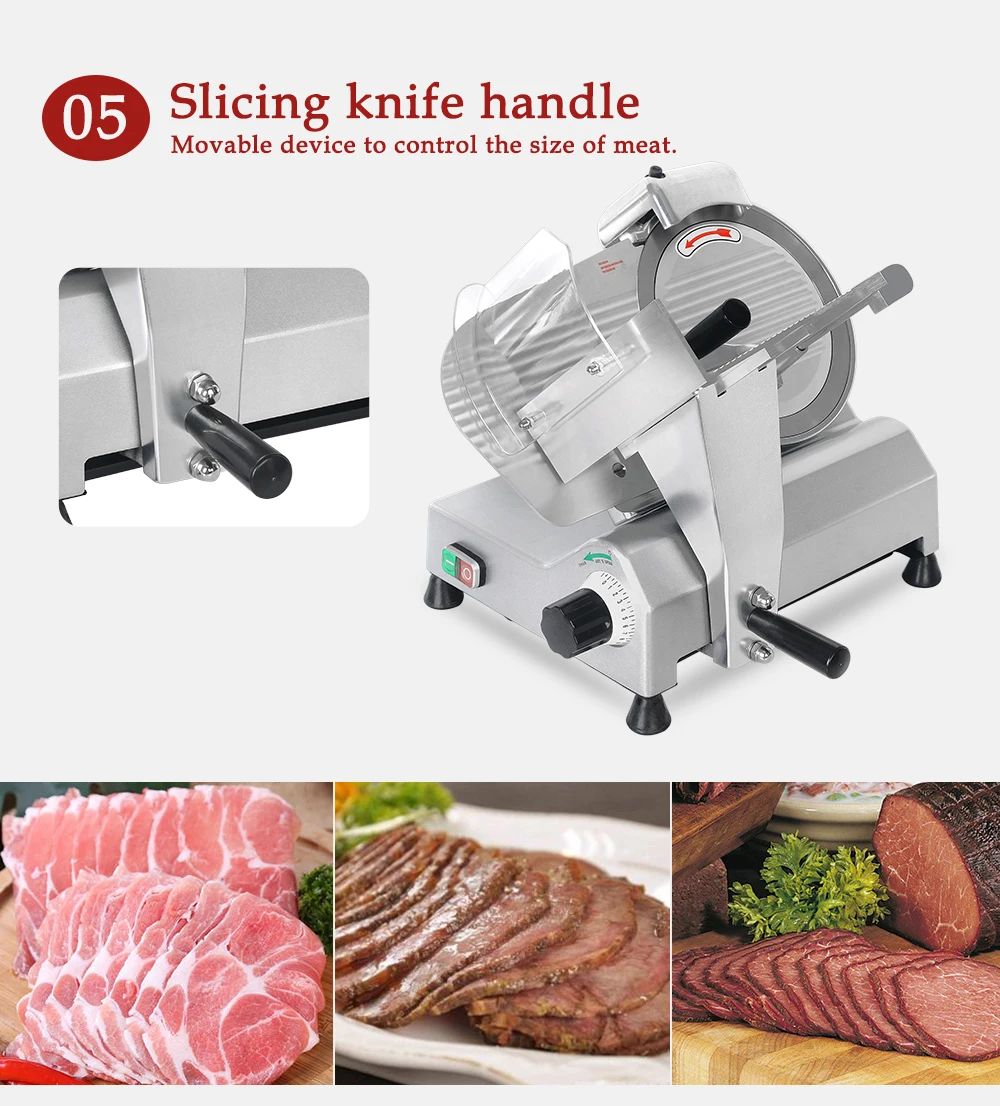 250mm Blade Full Aluminium Alloy Body Semi Automatic Meat Slicer Ham ...