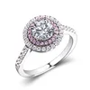 2019 High Quality pink Zircon Micro Pave Prong Setting Women 925 Sterling Silver Engagement Ring