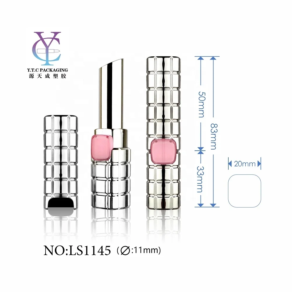 
Cosmetic empty lipstick tube packaging shiny silver round lipstick tube 