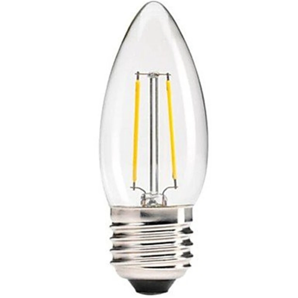 Light LED Candelabra Bulb 25W Equivalent 250LM 3000K Soft White 2W Filament Chandelier E12 Base Vintage Edison Clear Glass