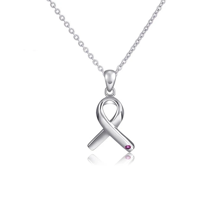 925 Sterling Silver Breast Cancer Ribbon Charm