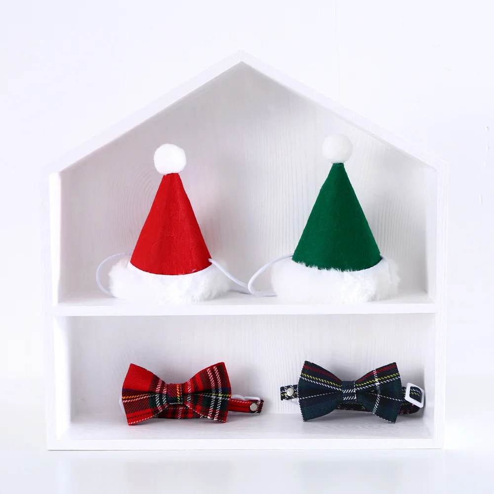 Interactive Eco-Friendly Cat Chew Toy Set Santa Claus Tree Hat Bow Tie Collar Teaser Wand Plush Christmas Pet Toy
