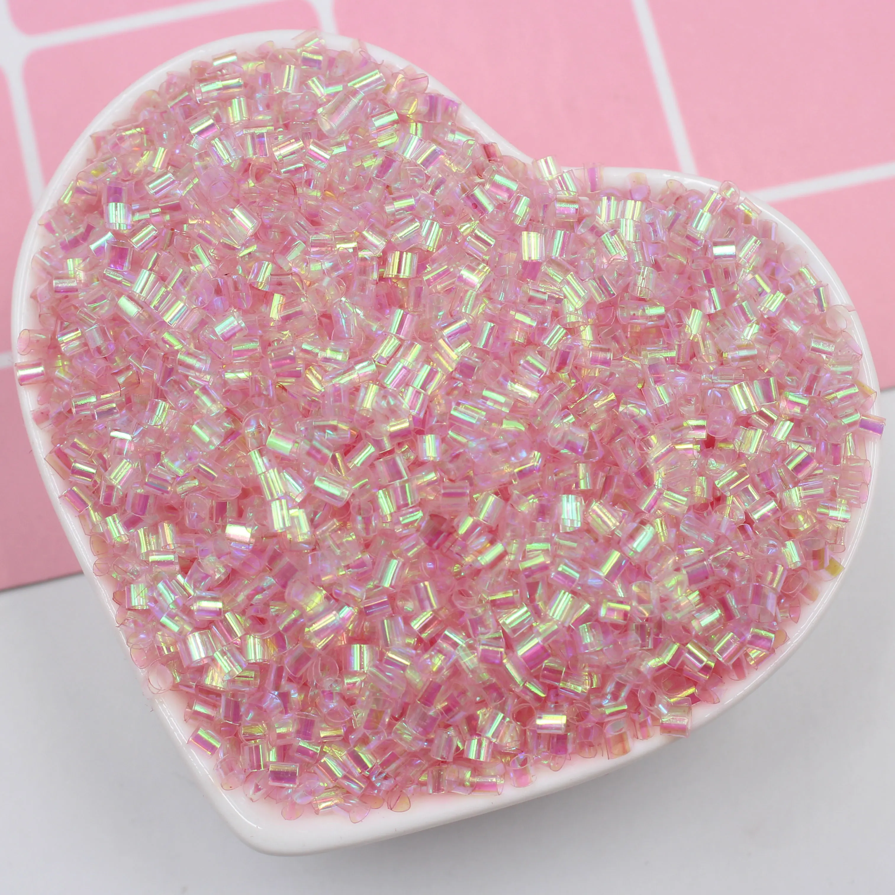 500g Super Quality Soft Straws Tube Beads Bulk Binsu Beads Iridescent 