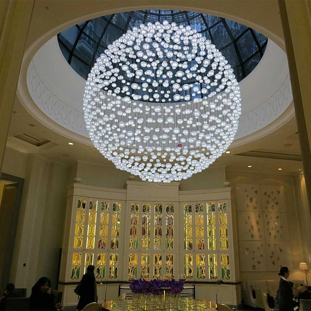 European Style Round Glass Ball Chandelier for Restaurant Hotel Pendant Light