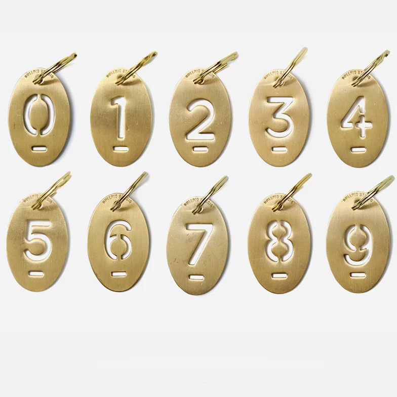 Lucky Number Pendant Cast Metal Keychain Custom Logo Vintage Oval