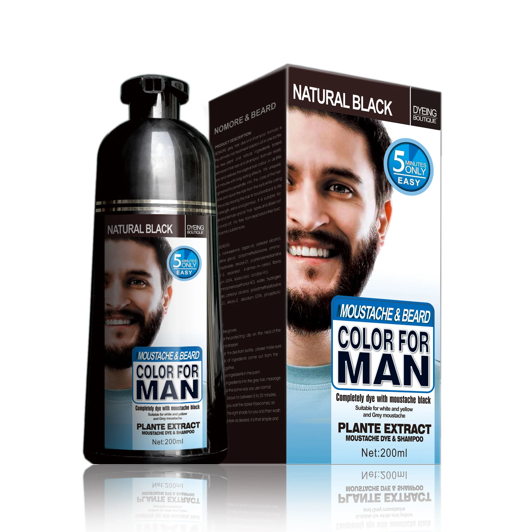 
200ML Mokeru Magic beard coloring shampoo for Men Fast Blackening Moustache Hair Dye 