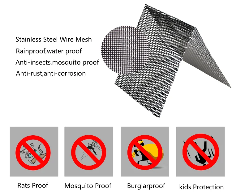 sus304 stainless steel wire mesh/security screen door stainless steel mesh