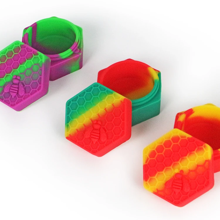 
25-26ml bee Colorful electronic cigarette silicone case bongo weed smoking accessories solid silica gel fume oil boxes 