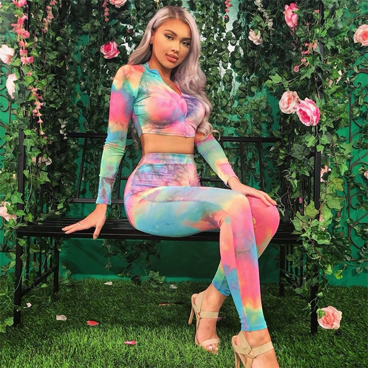 C90527 Tie die women two piece set 2 piece set women 2021 women clothing