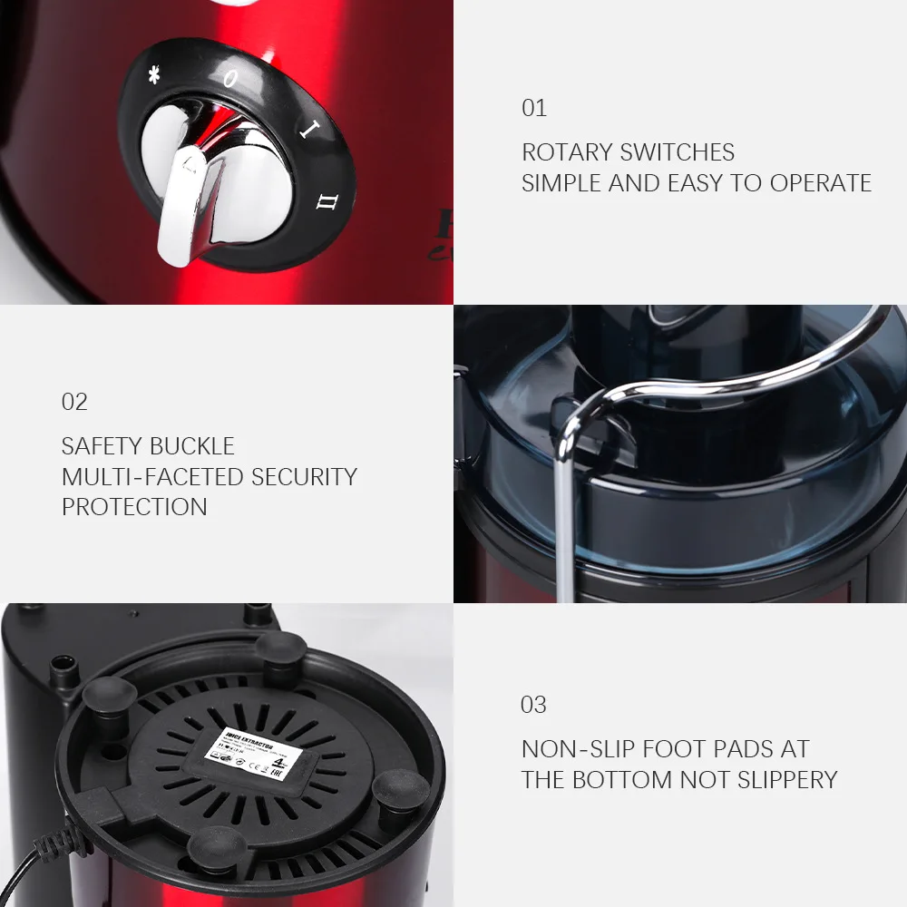 RAF Large Diameter Automatic Electric Juicer Household Stainless Steel Juicer Slag Juice Separation Exclusive for US/Europe