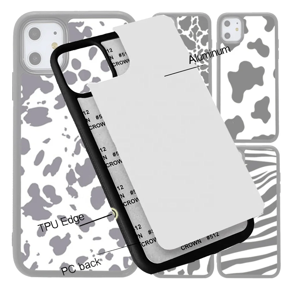 

TPU PC Cases For Iphone 12 Pro Max Wholesale DIY Printing Blank Phone Cover With Aluminum 2D Sublimation Case