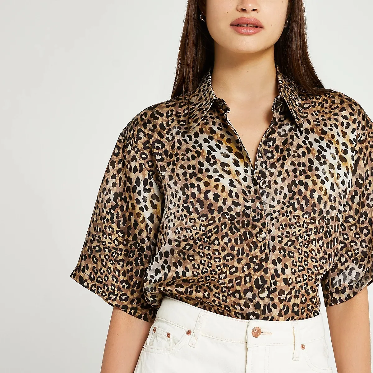 Tan blouse plus size Clearance