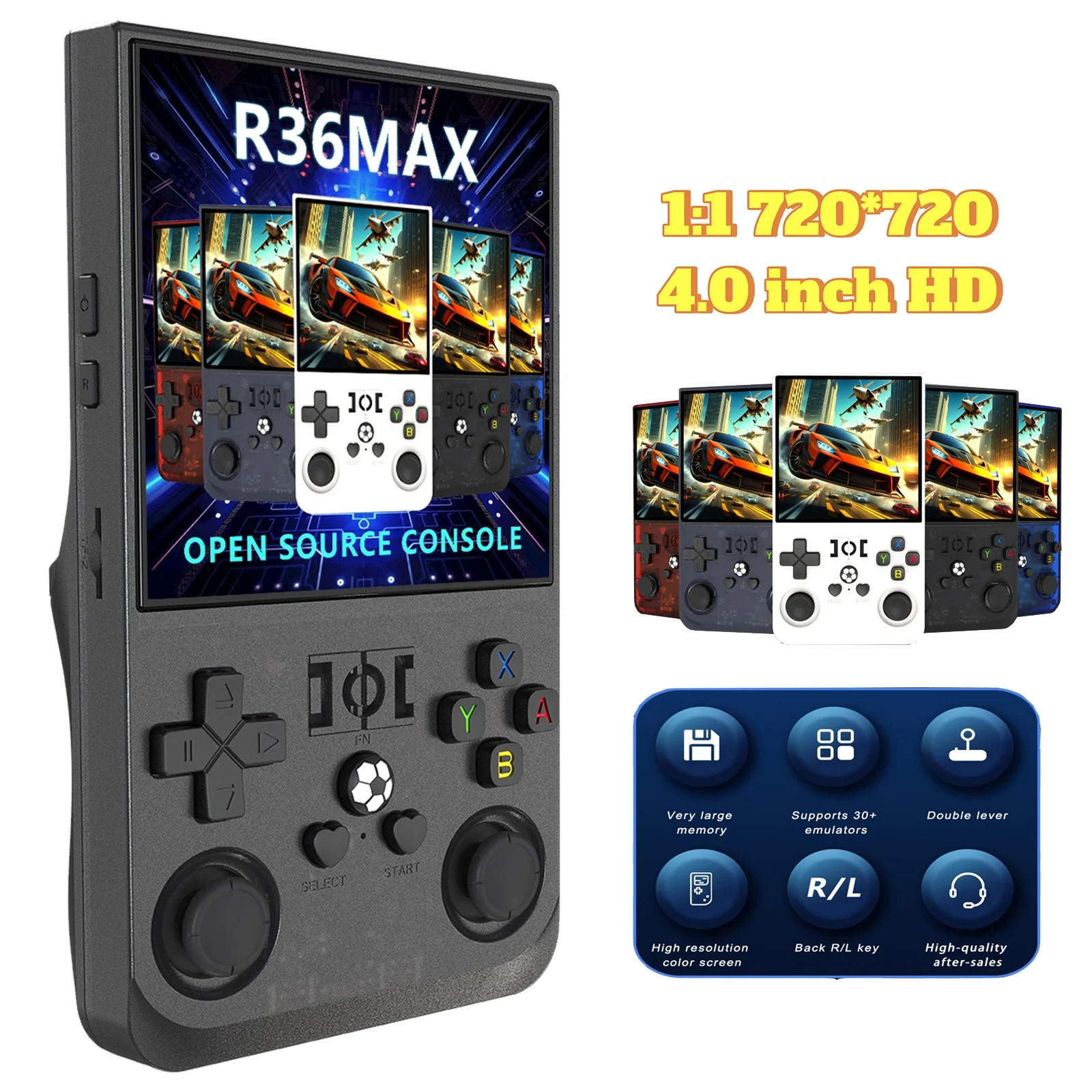 R36 Max 128GB Handheld Retro Game Console - 720*720 Resolution, 5